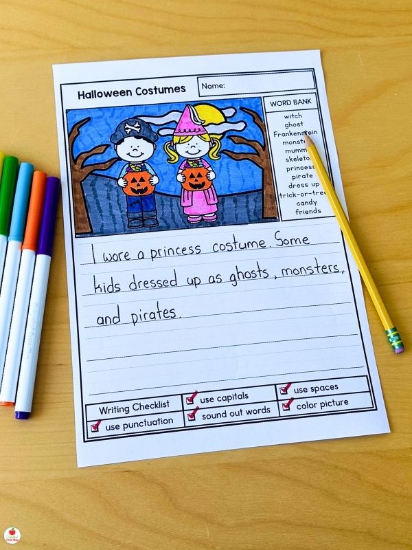 Halloween Costumes Writing Prompt for Beginning Writers