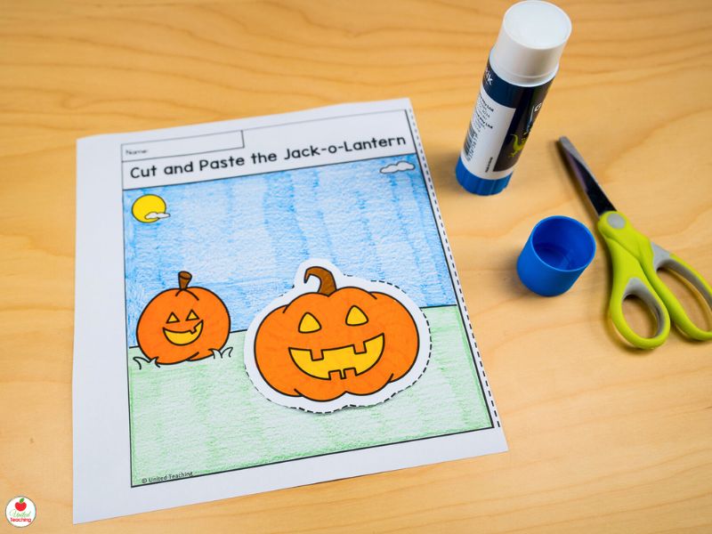 Halloween cut and paste activity for kinders