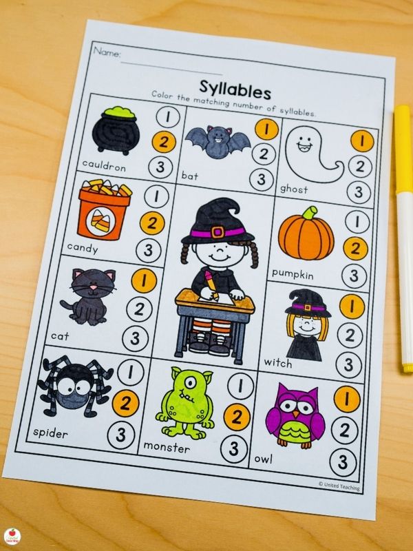 Halloween Syllables Worksheet