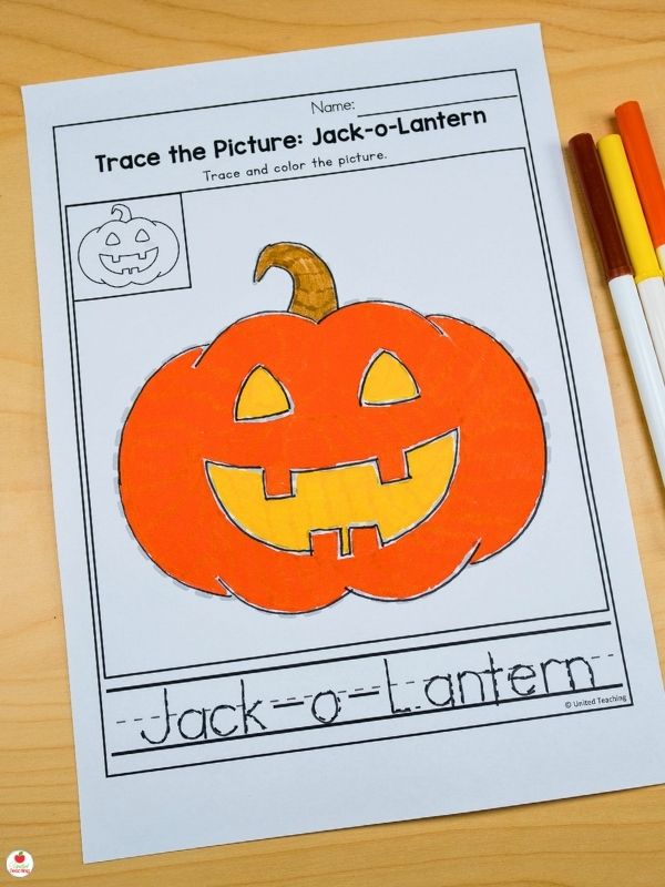 Halloween tracing worksheets for fine motor skill development
