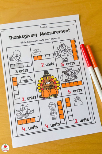 Thanksgiving Measurement Math Worksheet