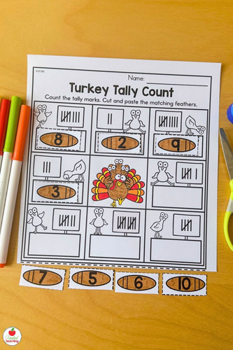 Turkey Tally Counting Math Worksheet