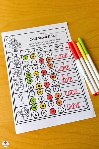 CVCE Sound It Out worksheet for the month of November
