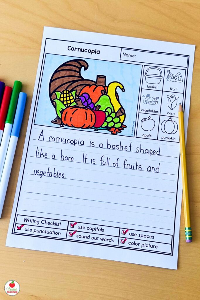 Cornucopia November Writing Prompt for Kids