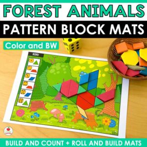 Forest Animals Pattern Block Mats for Preschool and Kindergarten Math Centers