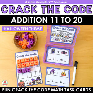 Math Decoders™ Halloween Crack the Code Math Task Cards for Addition Facts 11 to 20