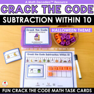 Math Decoders™ Halloween Crack the Code Math Task Cards for Subtraction within 10