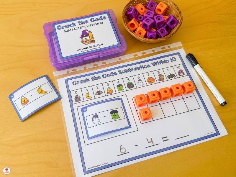 Math Decoders™ Halloween Subtraction Mat with Ten Frame