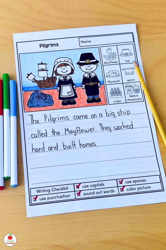 Picture Writing Prompt about Pilgrims for the month of November