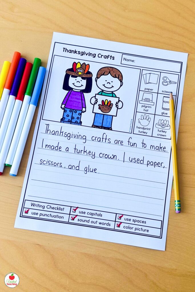 Thanksgiving Crafts Writing Prompt for Kids