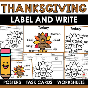Thanksgiving Label and Write Cover featuring Thanksgiving labeling worksheets