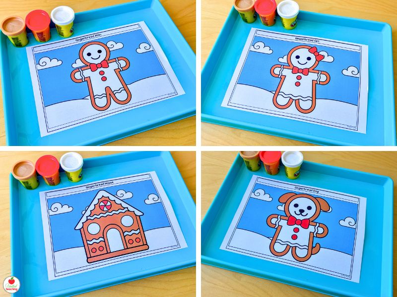 Gingerbread Man and Girl Play dough mats