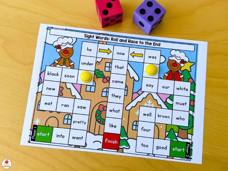 Gingerbread themed sight words partner game