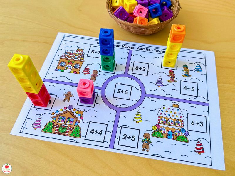 Gingerbread Addition Towers Math Center
