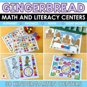 Gingerbread Math and Literacy Centers for Kindergarten