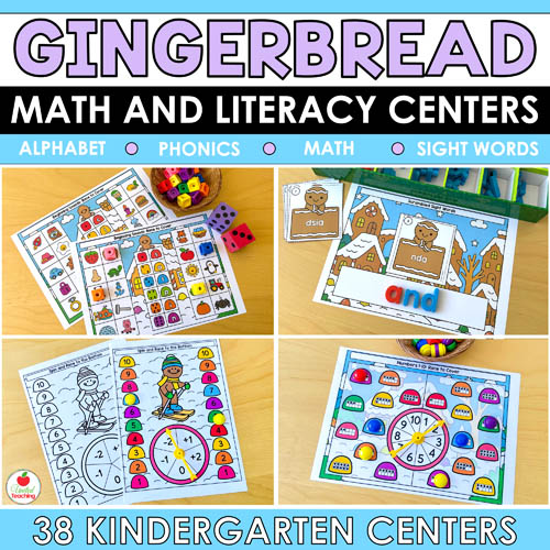 Gingerbread Math and Literacy Centers for Kindergarten