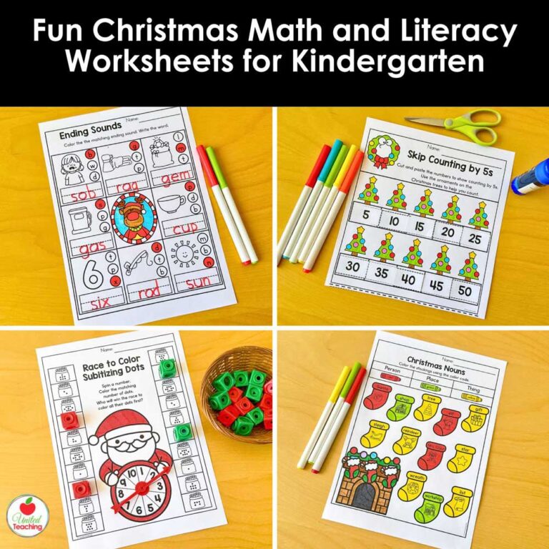 Fun Christmas Math and Literacy Worksheets for Kindergarten