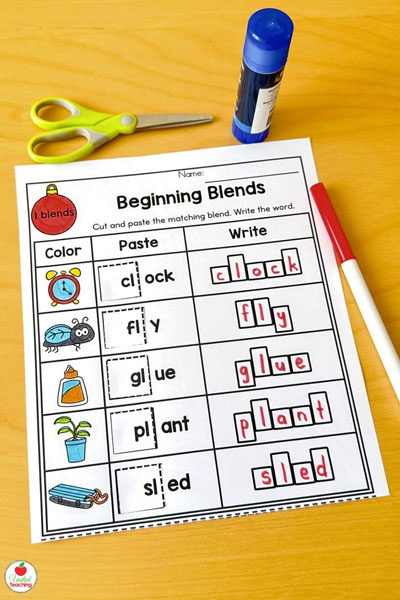 L Blends Christmas literacy worksheet