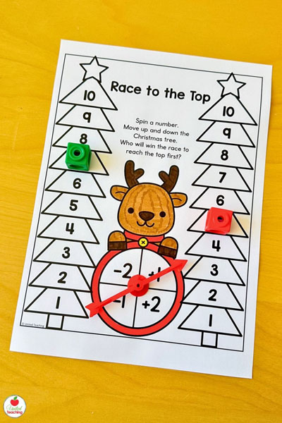 Fun Race to the Top Christmas math game