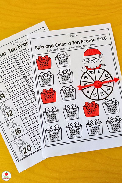 Spin a number and color the matching ten frame
