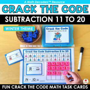 Winter Crack the Code Math Task Cards for Subtraction Facts 11 to 20