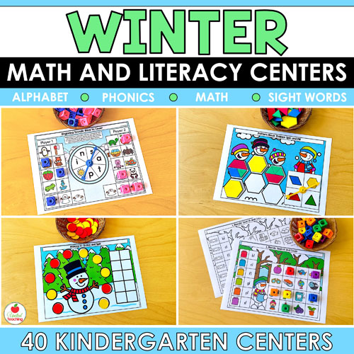 Winter Math and Literacy Centers for Kindergarten