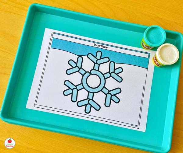 winter snowflake play dough mat