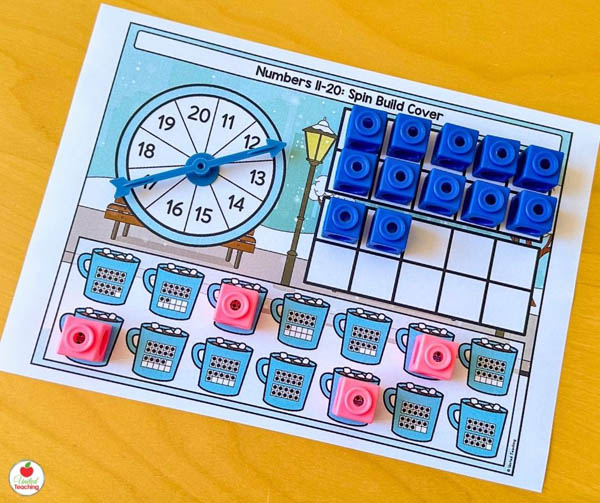 Winter Spin Build and Cover a Ten Frame for Numbers 11 to 20