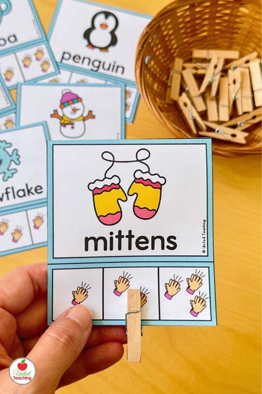 Winter syllbales clip cards