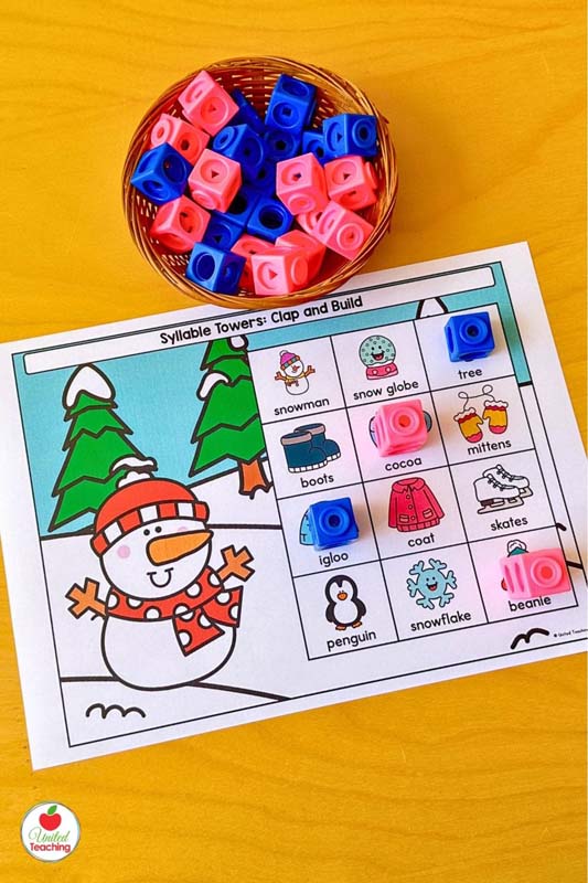Winter syllable towers clap and build mats