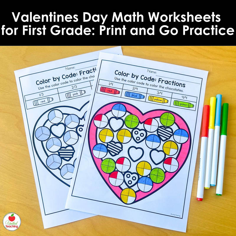 Valentines Day Math Worksheets for First Grade