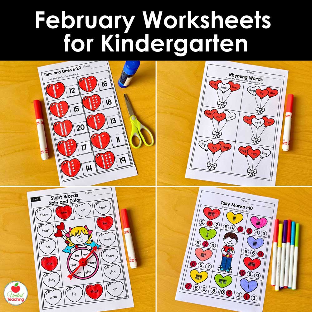 February Worksheets for Kindergarten