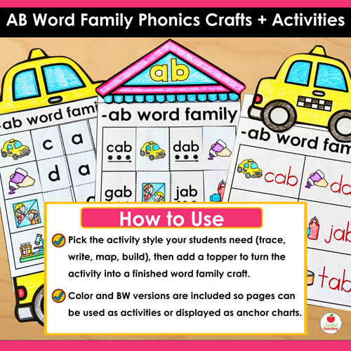 AB Word Family Phonics Crafts and Activities Packet - Image 3