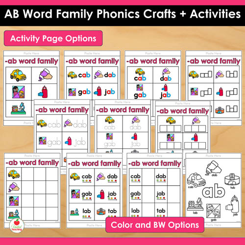 AB Word Family Phonics Crafts and Activities Packet - Image 7
