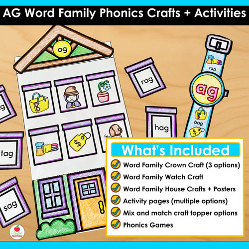 AG Word Family Phonics Crafts and Activities Packet - Image 2