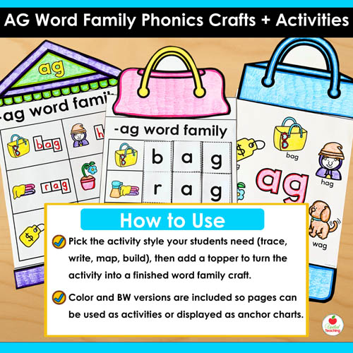 AG Word Family Phonics Crafts and Activities Packet - Image 3