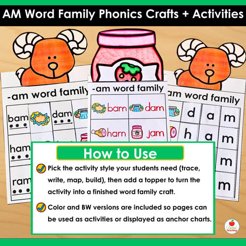AM Word Family Phonics Crafts and Activities Packet - Image 3