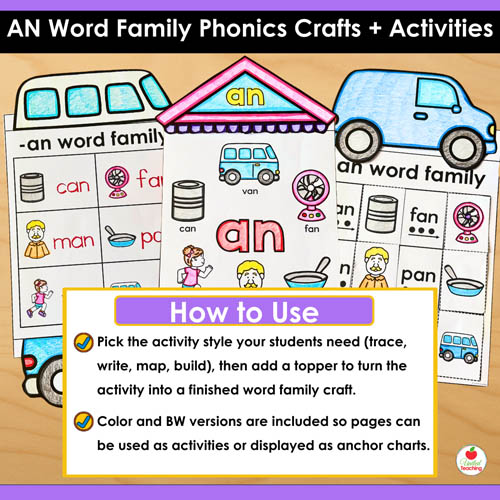 AN Word Family Phonics Crafts and Activities Packet - Image 3