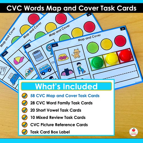 CVC Words Map and Cover Task Cards | What's Included