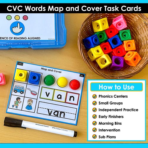 CVC Words Map and Cover Task Cards | How to Use