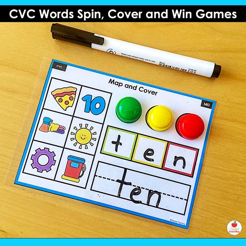 CVC Words Map and Cover Task Cards | Mixed CVC Word Practice