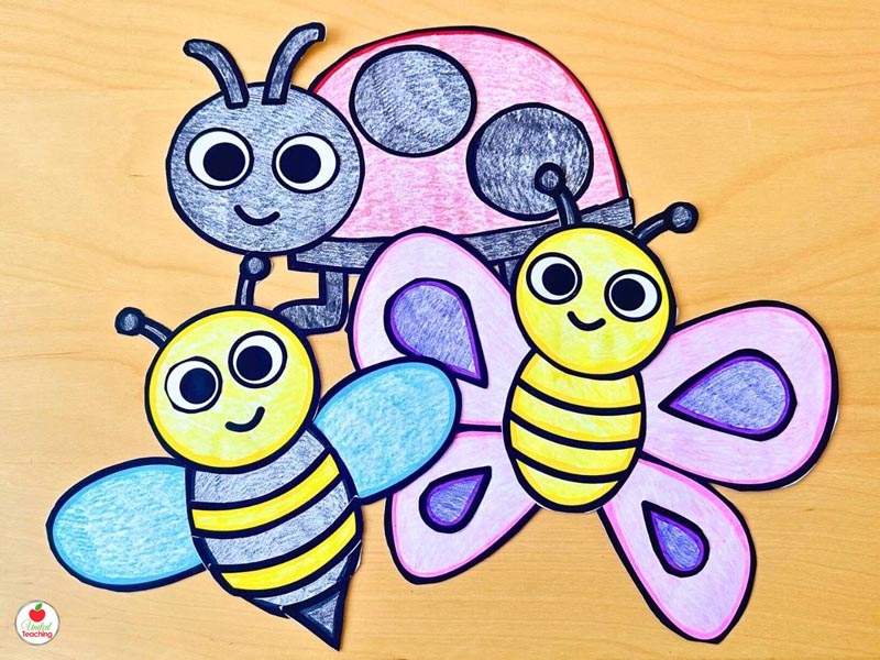 Insect Crafts for Kids including ladybug, butterfly, and bee.