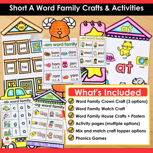 Short A Word Family Phonics Crafts and Activities Packet - Image 3
