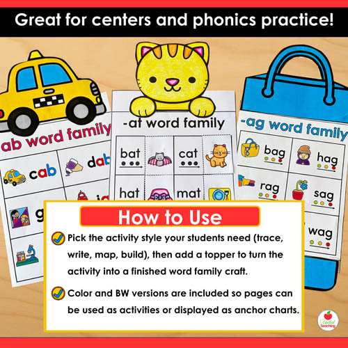 Short A Word Family Phonics Crafts and Activities Packet - Image 4