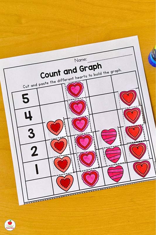 Valentine graphing math worksheet