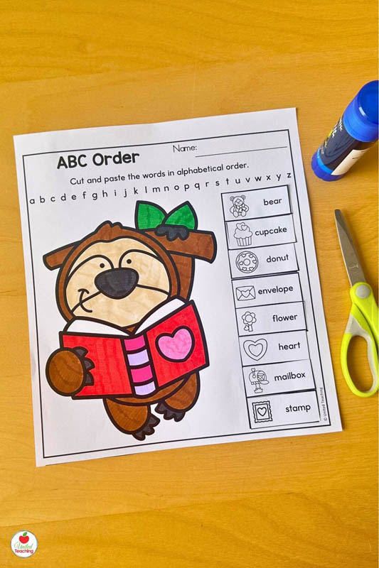 Valentines Day ABC Order Worksheet