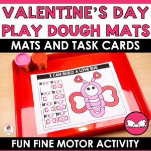 Valentine's Day Play Dough Mats and Task Cards for Kids