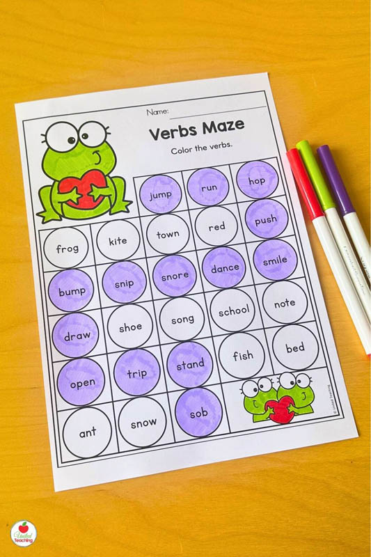 Valentines Day Verb Maze Worksheet