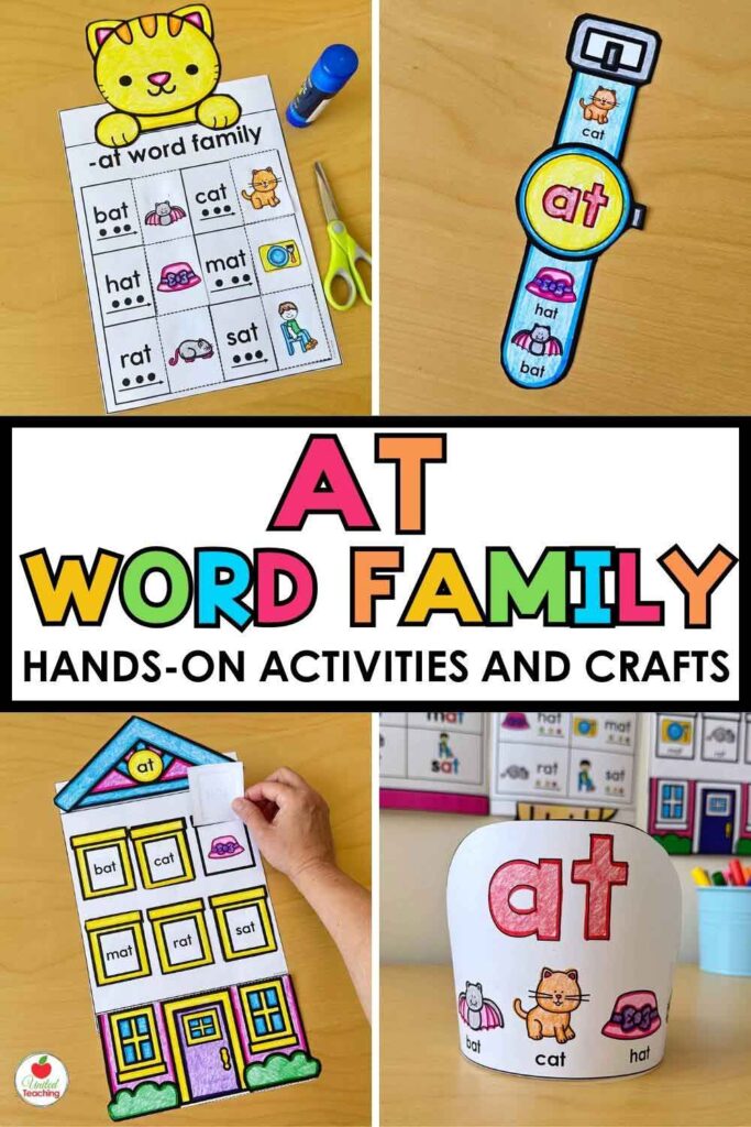 -at word family hands-on activites and crafts pin for later image