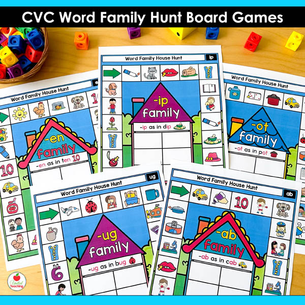 collection of CVC Word Family House Phonics Games